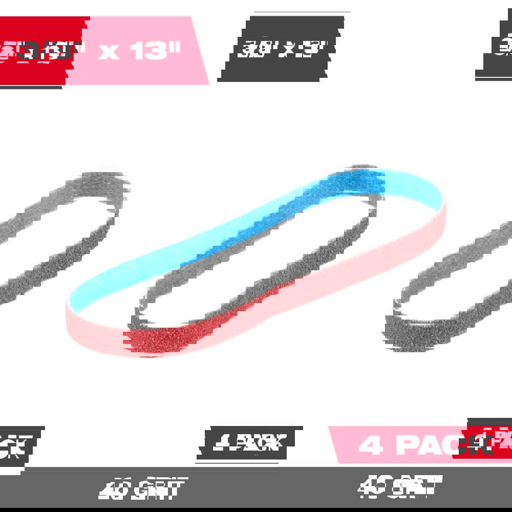 Abrasive Belts; Belt Width (Inch): 3/8 ; Belt Length (Inch): 13 ; Grit: 40 ; Abrasive Type: Coated ; Abrasive Material: Ceramic ; Wet/Dry Operation: Dry